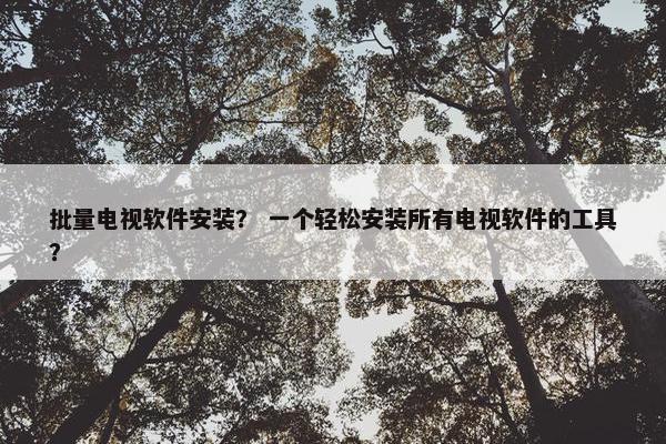 批量电视软件安装？ 一个轻松安装所有电视软件的工具？