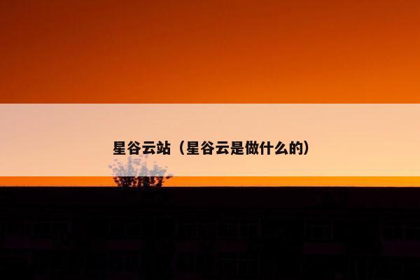星谷云站（星谷云是做什么的）