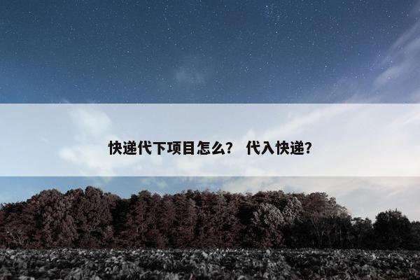 快递代下项目怎么？ 代入快递？