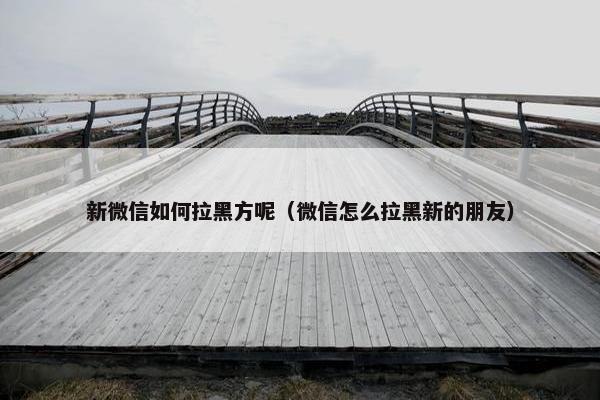 新微信如何拉黑方呢（微信怎么拉黑新的朋友）