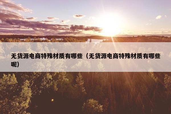 无货源电商特殊材质有哪些（无货源电商特殊材质有哪些呢）