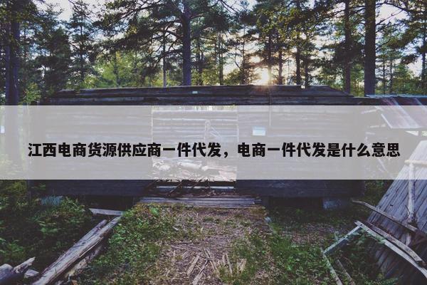 江西电商货源供应商一件代发，电商一件代发是什么意思