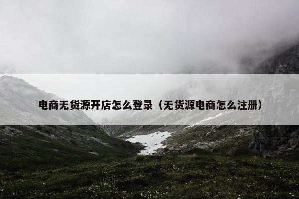 电商无货源开店怎么登录（无货源电商怎么注册）