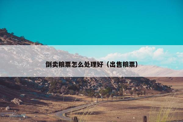 倒卖粮票怎么处理好（出售粮票）