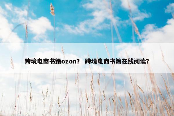 跨境电商书籍ozon？ 跨境电商书籍在线阅读？