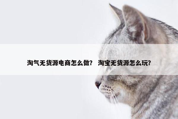 淘气无货源电商怎么做？ 淘宝无货源怎么玩？