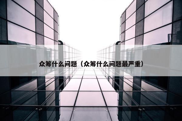 众筹什么问题（众筹什么问题最严重）