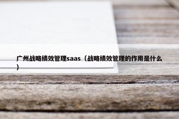 广州战略绩效管理saas（战略绩效管理的作用是什么）