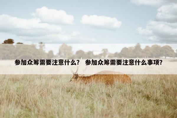 参加众筹需要注意什么？ 参加众筹需要注意什么事项？
