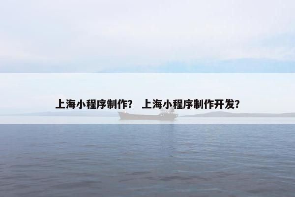 上海小程序制作？ 上海小程序制作开发？