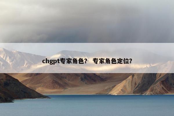 chgpt专家角色？ 专家角色定位？