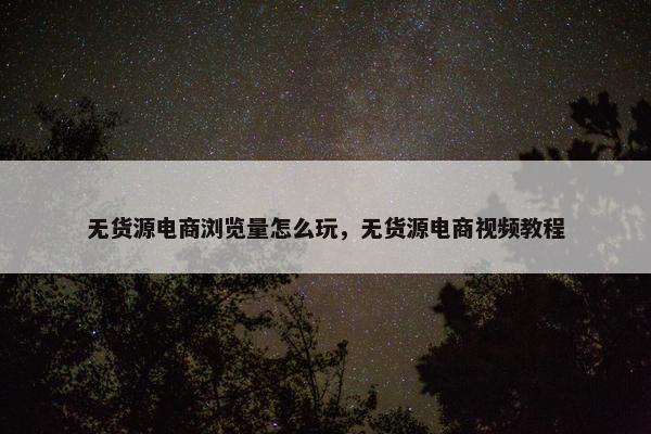 无货源电商浏览量怎么玩，无货源电商视频教程