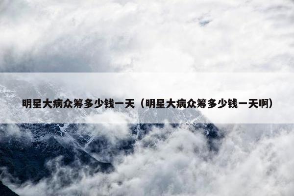 明星大病众筹多少钱一天（明星大病众筹多少钱一天啊）