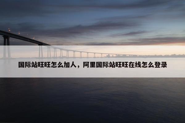 国际站旺旺怎么加人，阿里国际站旺旺在线怎么登录