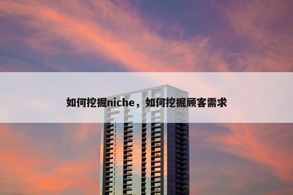 如何挖掘niche，如何挖掘顾客需求