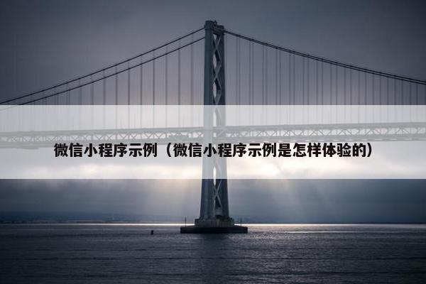 微信小程序示例（微信小程序示例是怎样体验的）