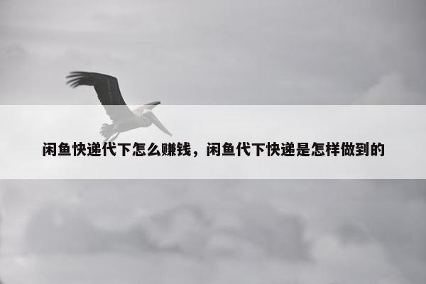 闲鱼快递代下怎么赚钱，闲鱼代下快递是怎样做到的