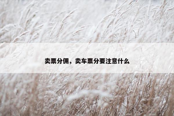 卖票分佣，卖车票分要注意什么