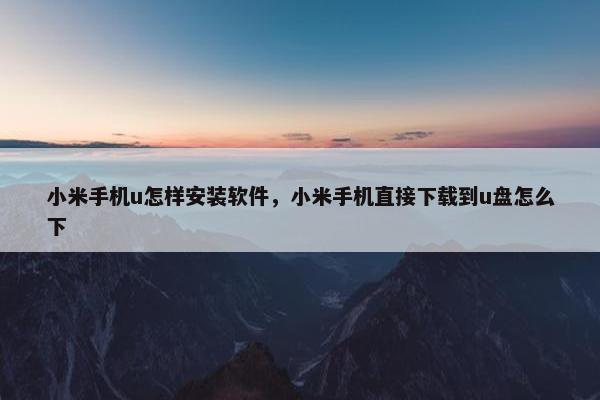 小米手机u怎样安装软件，小米手机直接下载到u盘怎么下