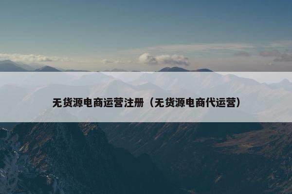 无货源电商运营注册（无货源电商代运营）