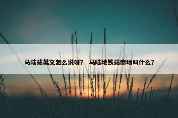 马陆站英文怎么说呀？ 马陆地铁站商场叫什么？