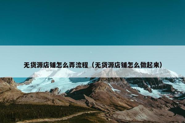无货源店铺怎么弄流程（无货源店铺怎么做起来）