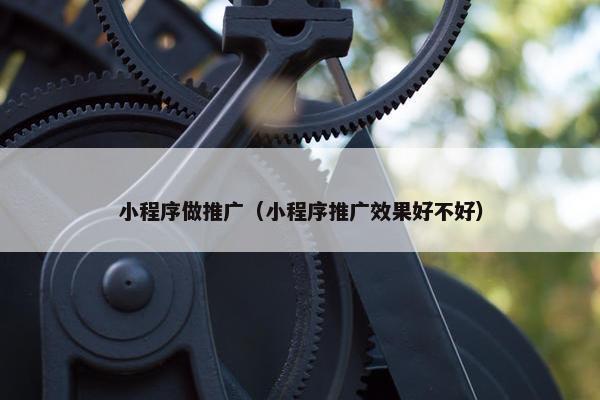 小程序做推广（小程序推广效果好不好）