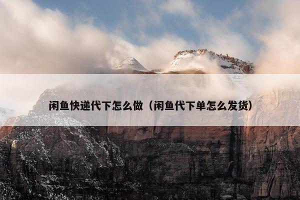 闲鱼快递代下怎么做（闲鱼代下单怎么发货）