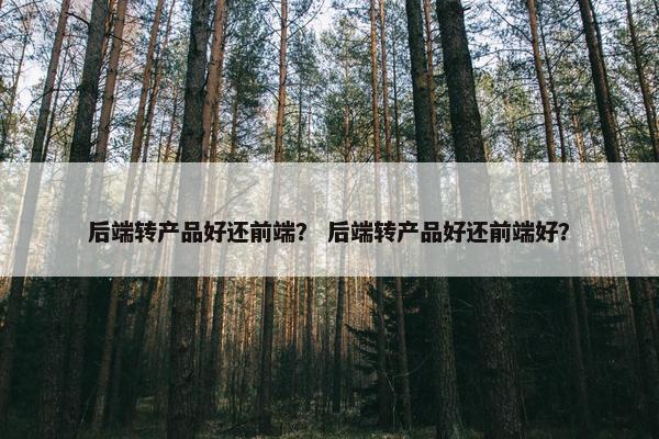后端转产品好还前端？ 后端转产品好还前端好？