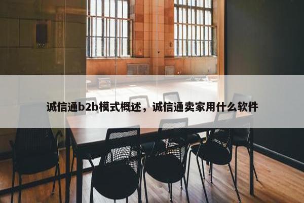 诚信通b2b模式概述，诚信通卖家用什么软件