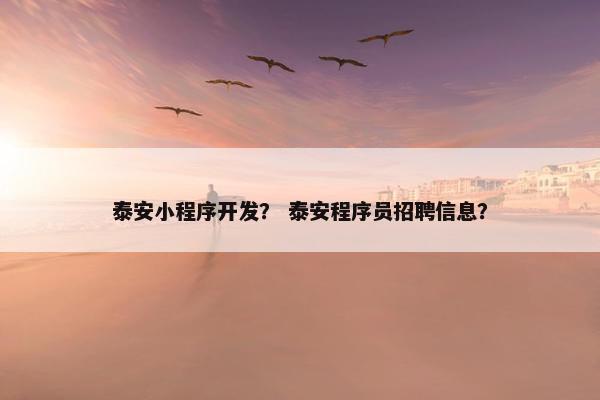 泰安小程序开发？ 泰安程序员招聘信息？