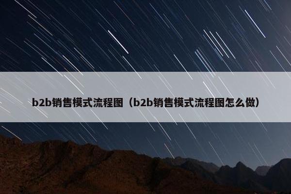 b2b销售模式流程图（b2b销售模式流程图怎么做）