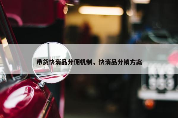 带货快消品分佣机制，快消品分销方案