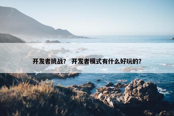 开发者挑战？ 开发者模式有什么好玩的？