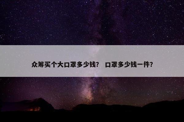 众筹买个大口罩多少钱？ 口罩多少钱一件？